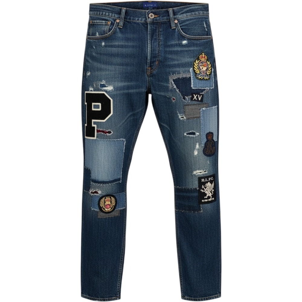 Womens 29 Polo Ralph Lauren Astor Slim Boyfriend Patchwork Dungarees Jeans